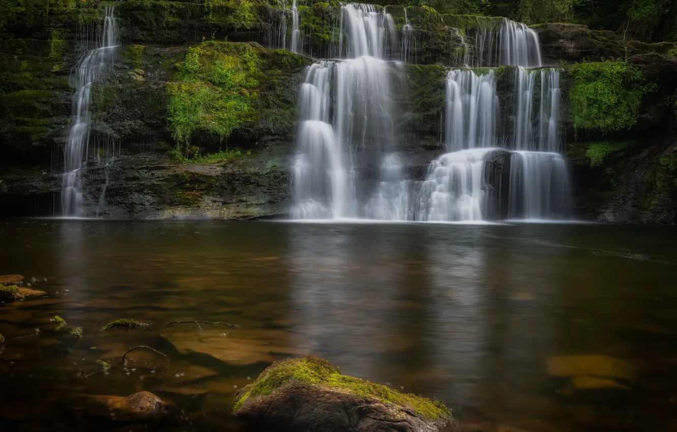 Фото обои река, Англия, водопад, каскад, England, Уэльс, Wales, Brecon Beacons National Park