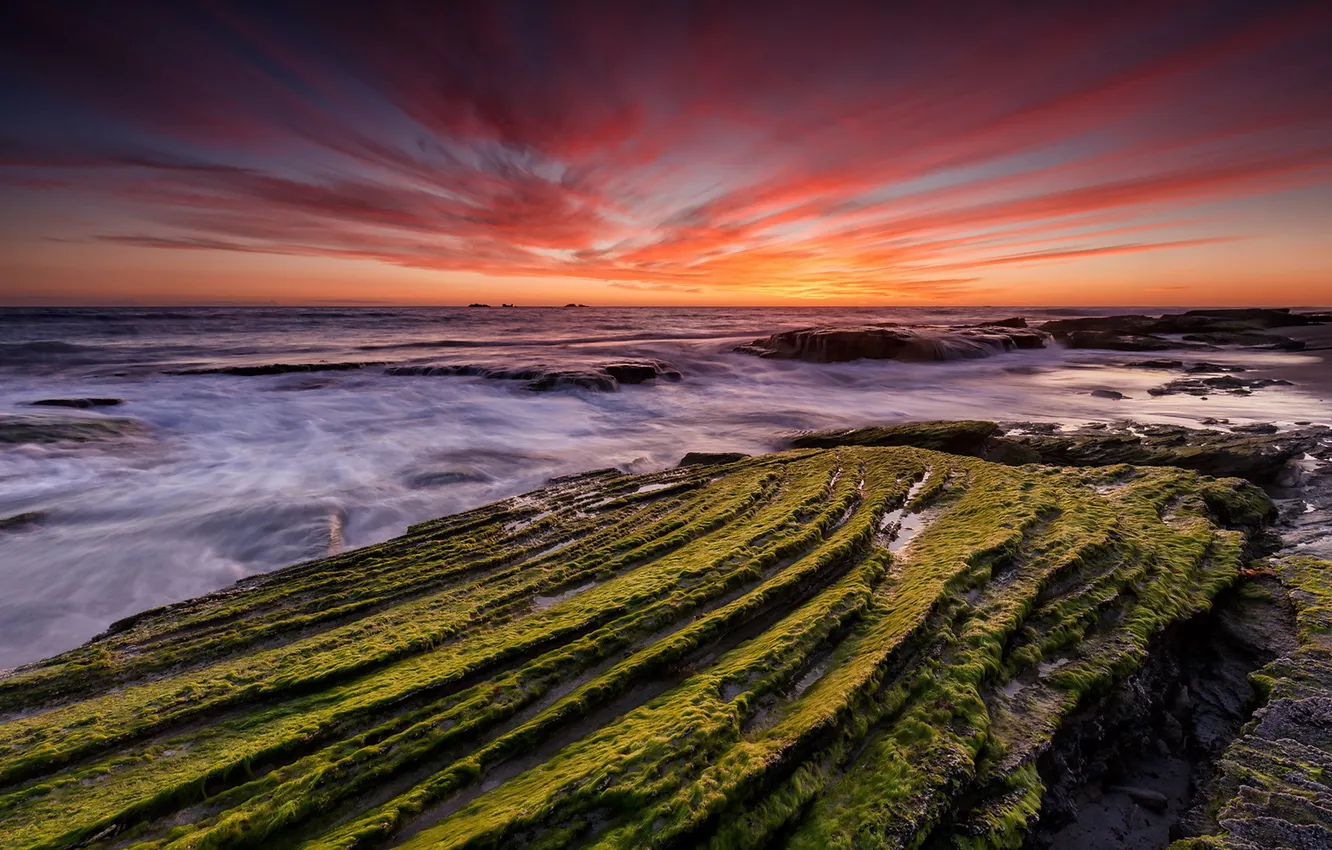 Фото обои море, пейзаж, закат