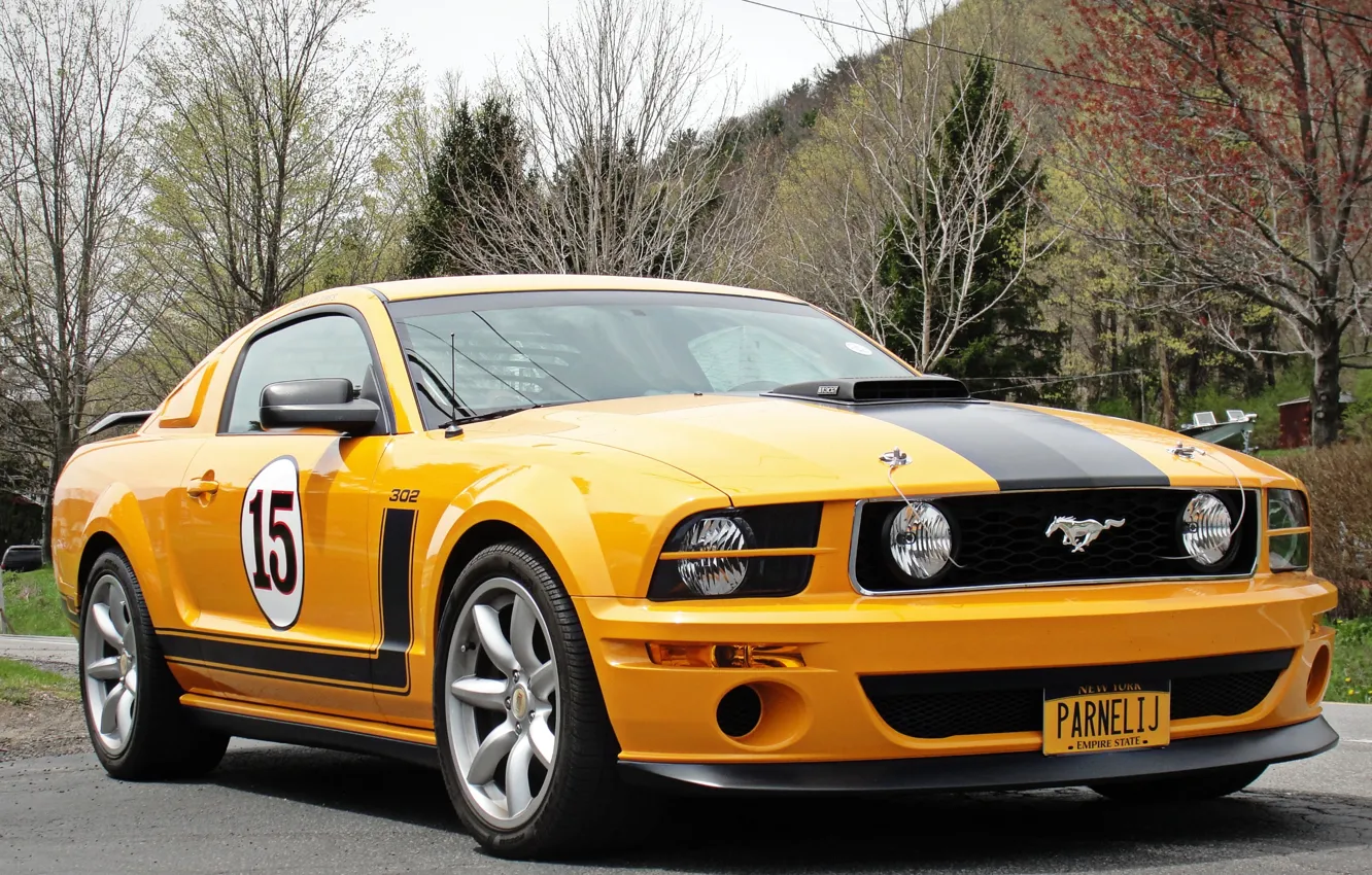 Фото обои Mustang, Ford, yellow, '2006–09