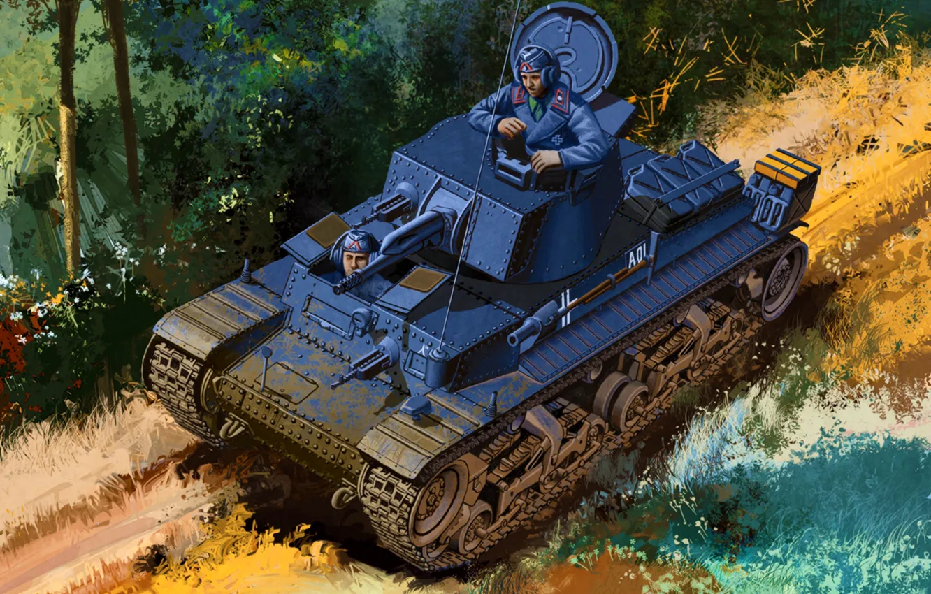 Фото обои war, art, painting, tank, WW2, Pz.Kpfw. 35 (t), Panzerkampfwagen 35(t)
