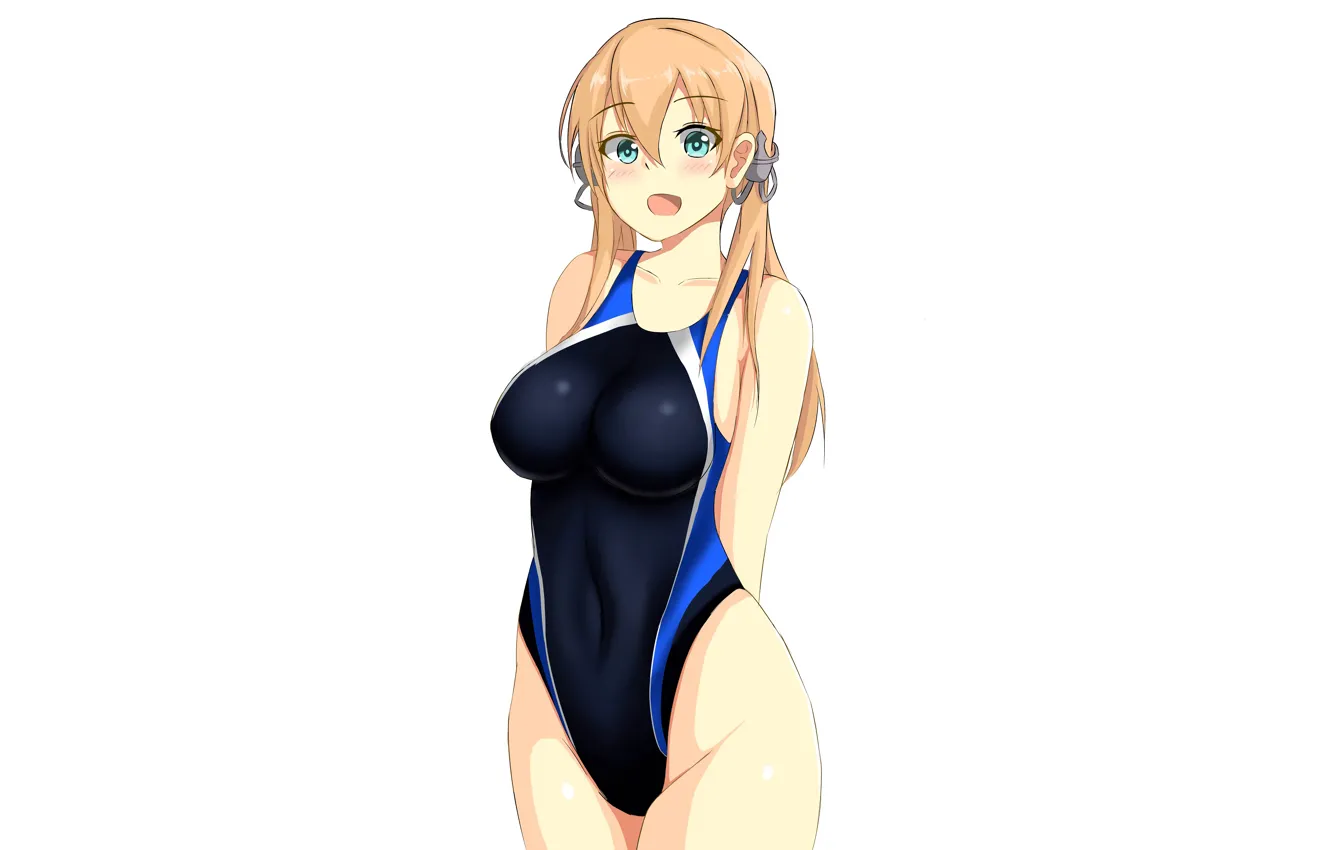 Фото обои girl, sexy, green eyes, long hair, boobs, anime, beautiful, pretty
