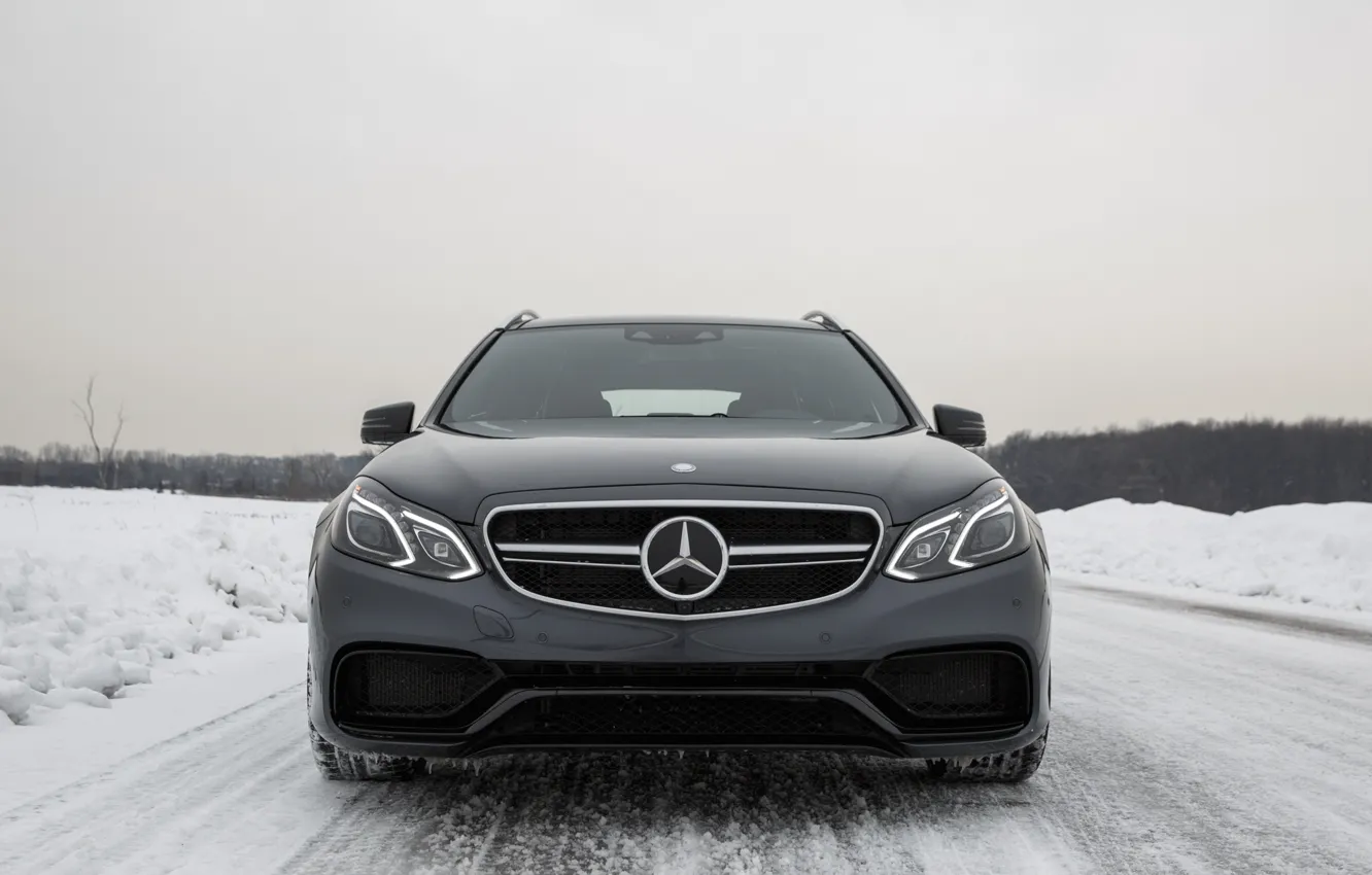 Фото обои Зима, Снег, Mercedes, E63 AMG, S-Model, 4Matic