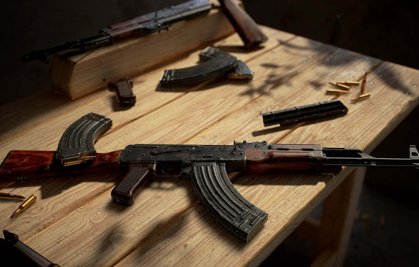 Фото обои рендеринг, оружие, gun, weapon, render, custom, Калашников, штурмовая винтовка