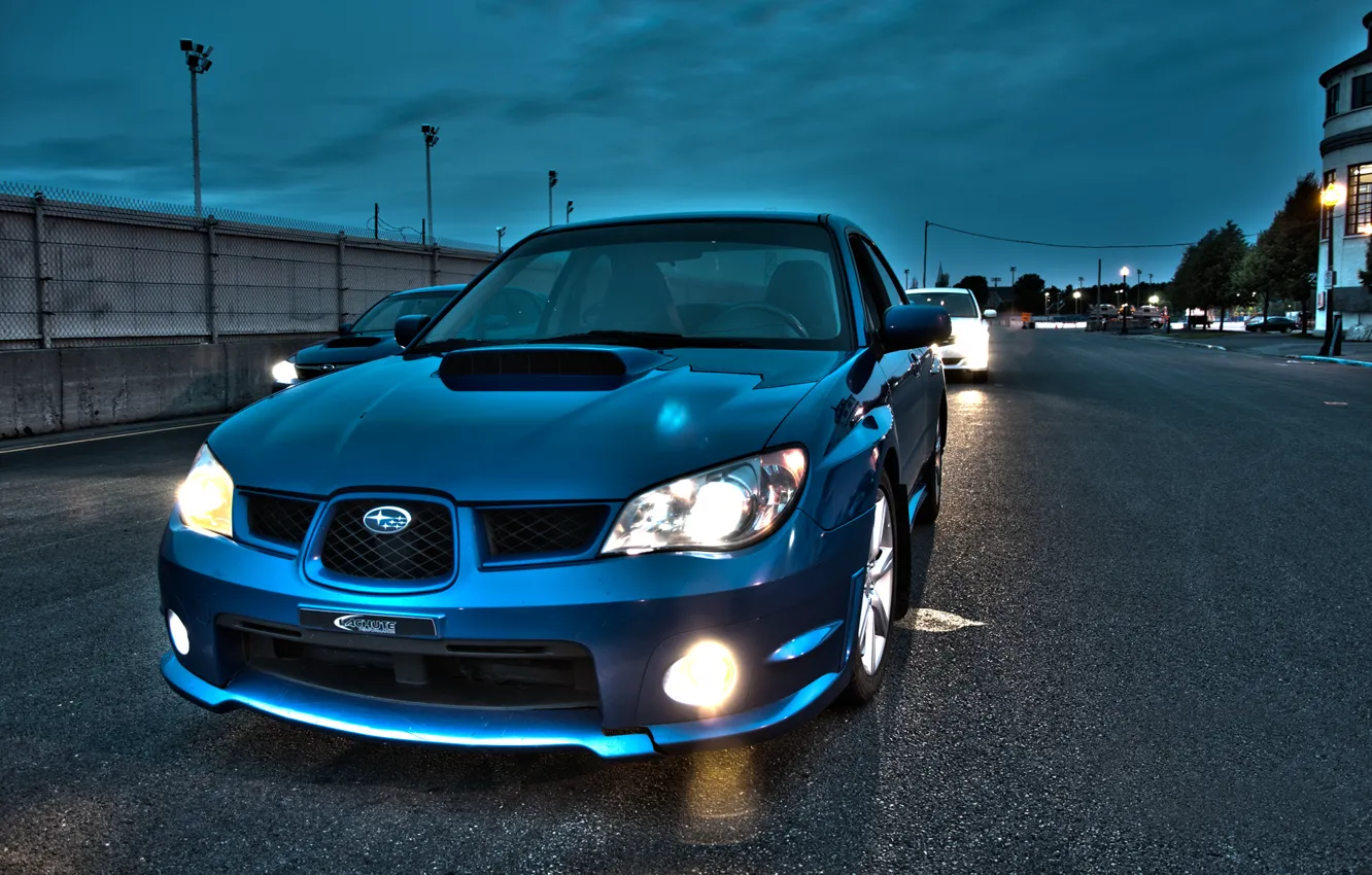 Фото обои свет, тюнинг, вечер, Subaru