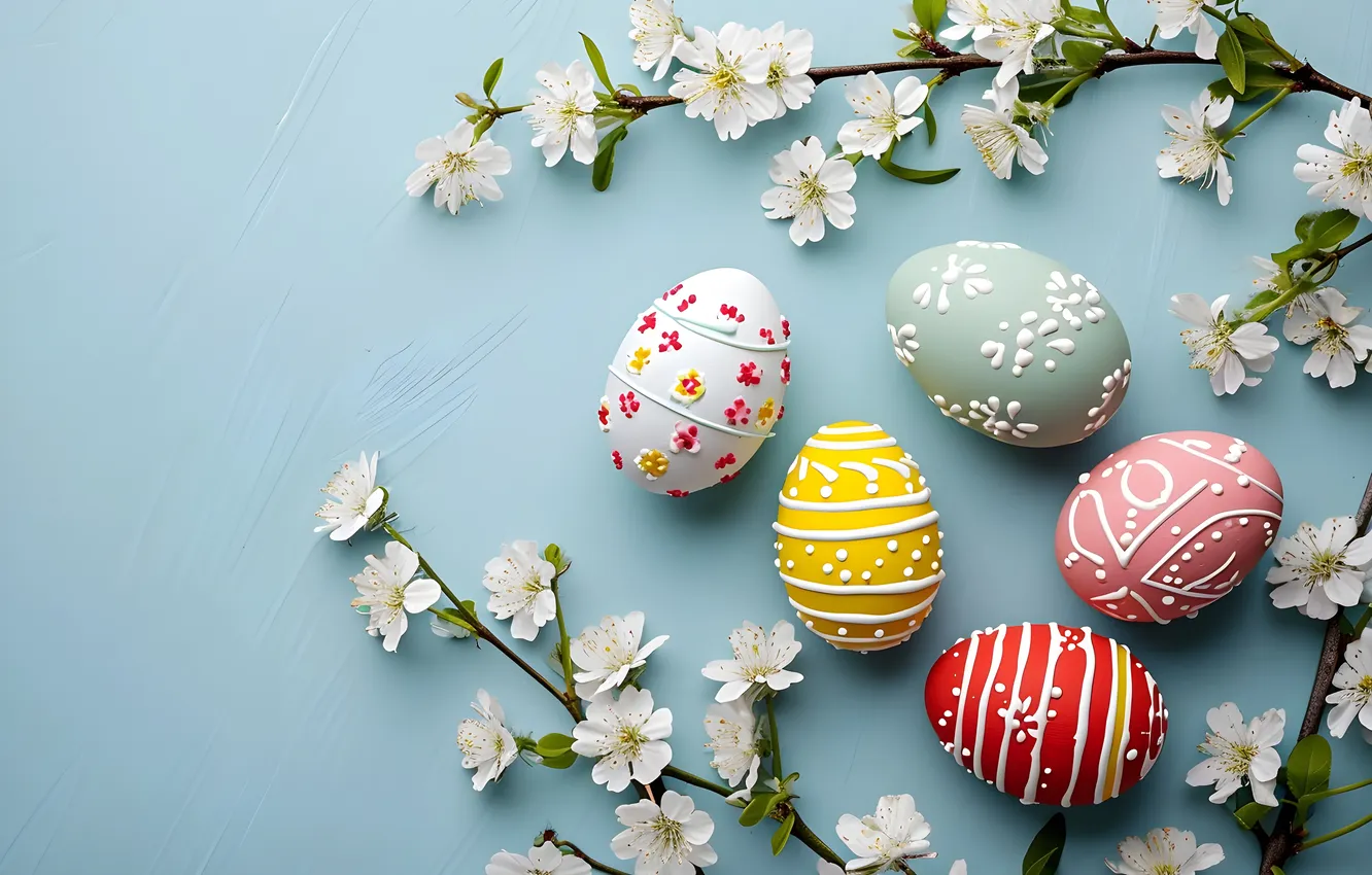 Фото обои цветы, яйца, весна, colorful, Пасха, happy, flowers, spring