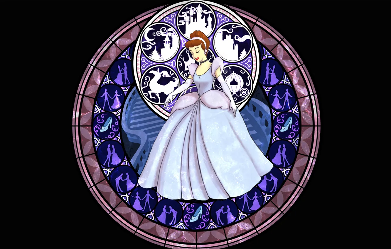 Фото обои сказка, витраж, Disney, Золушка, Cinderella