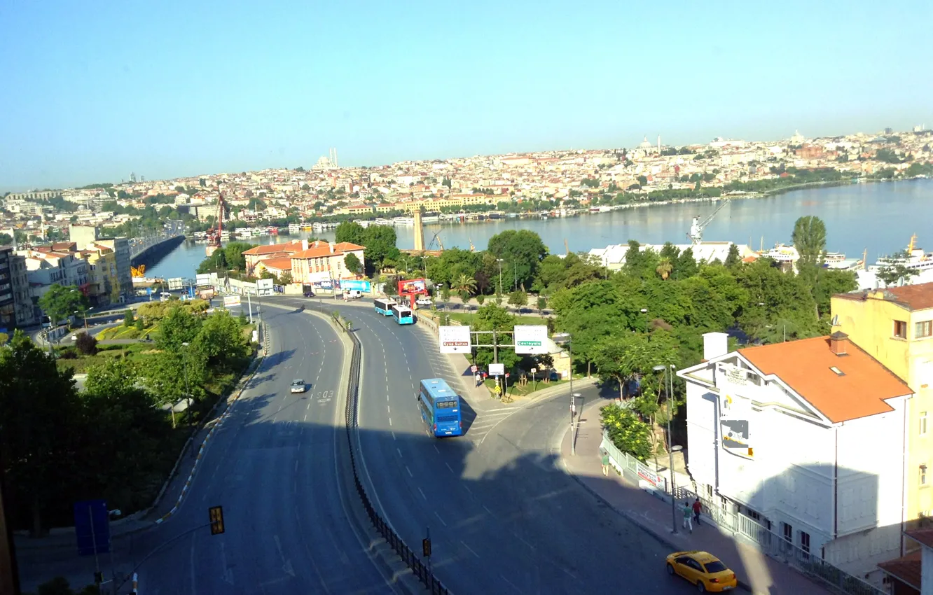 Фото обои Istanbul, turkey, islambul, house by river, river in city