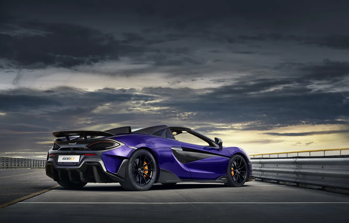 Фото обои пасмурно, McLaren, суперкар, Spider, 2019, 600LT, Lantana Purple