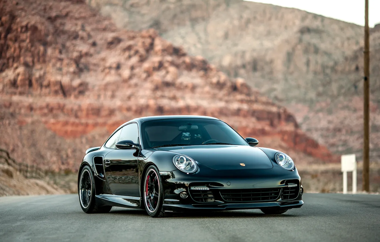 Фото обои 911, Porsche, black, frontside