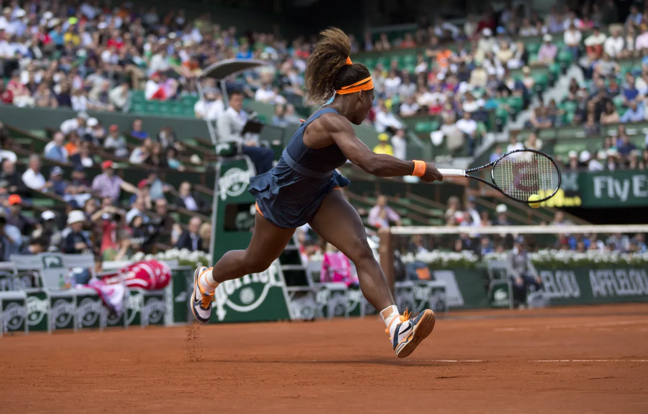 Фото обои USA, Удар, Теннис, Williams, Tennis, Roland Garros, kick. Serena, Ролан Гарос