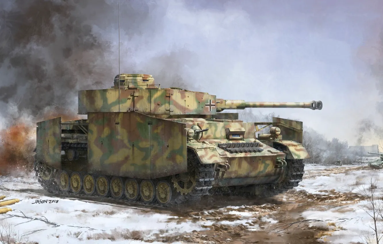Фото обои арт, танк, WW II, Pz.Kpfw.IV Ausf.G MidLate