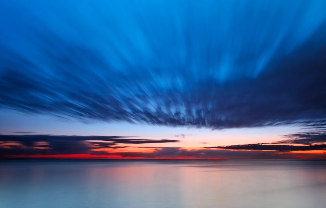 Фото обои облака, восход, океан, утро, ocean, clouds, morning, sunrise