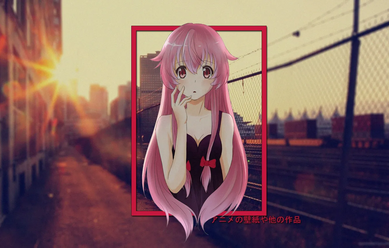 Фото обои девушка, аниме, mirai nikki, gasai yuno, madskillz