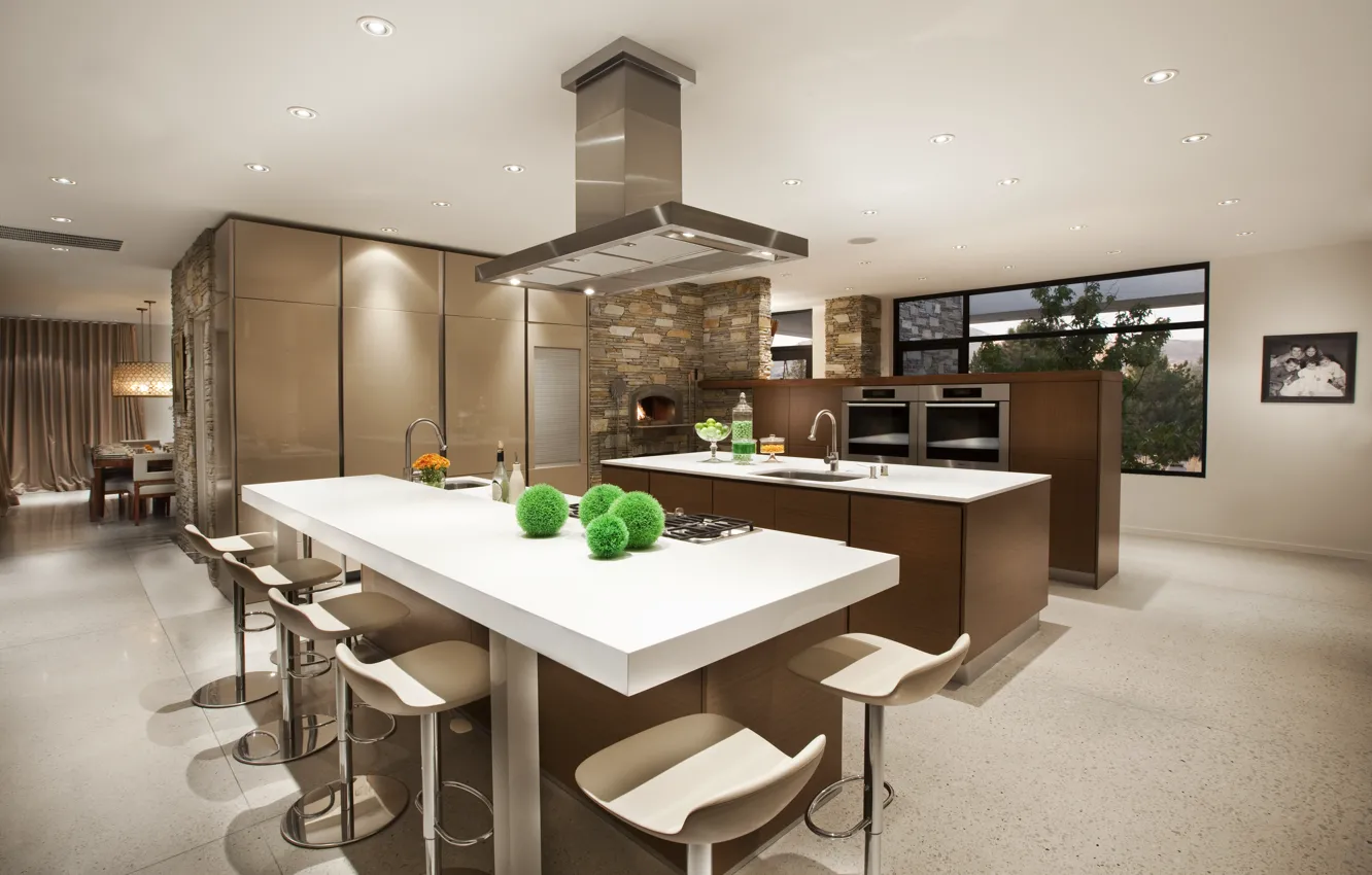Фото обои house, modern, interior, eco, kitchen, ranch