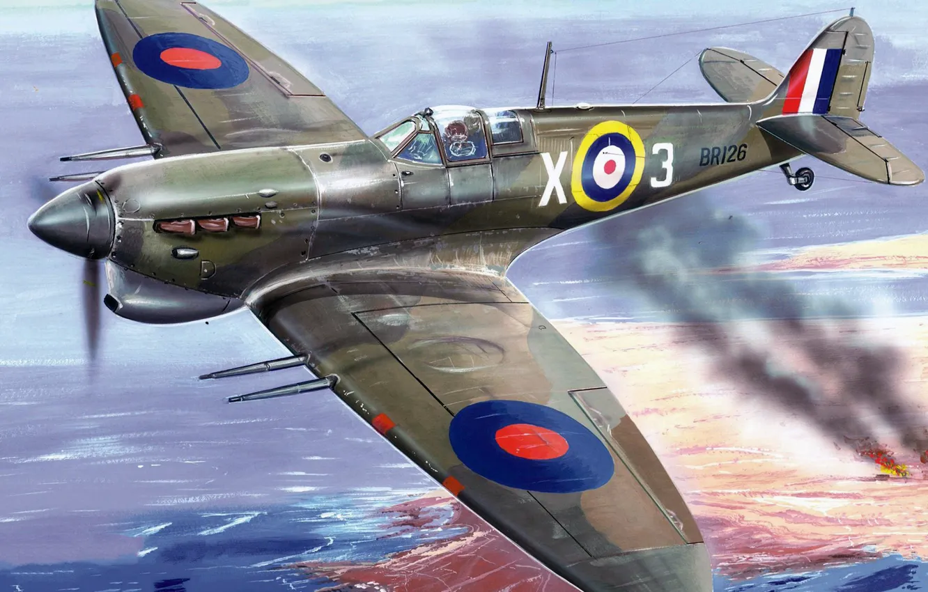 Фото обои истребитель, Великобритания, Spitfire, Supermarine Spitfire, Raf, Spitfire Mk.Vc, Zdenek Machacek