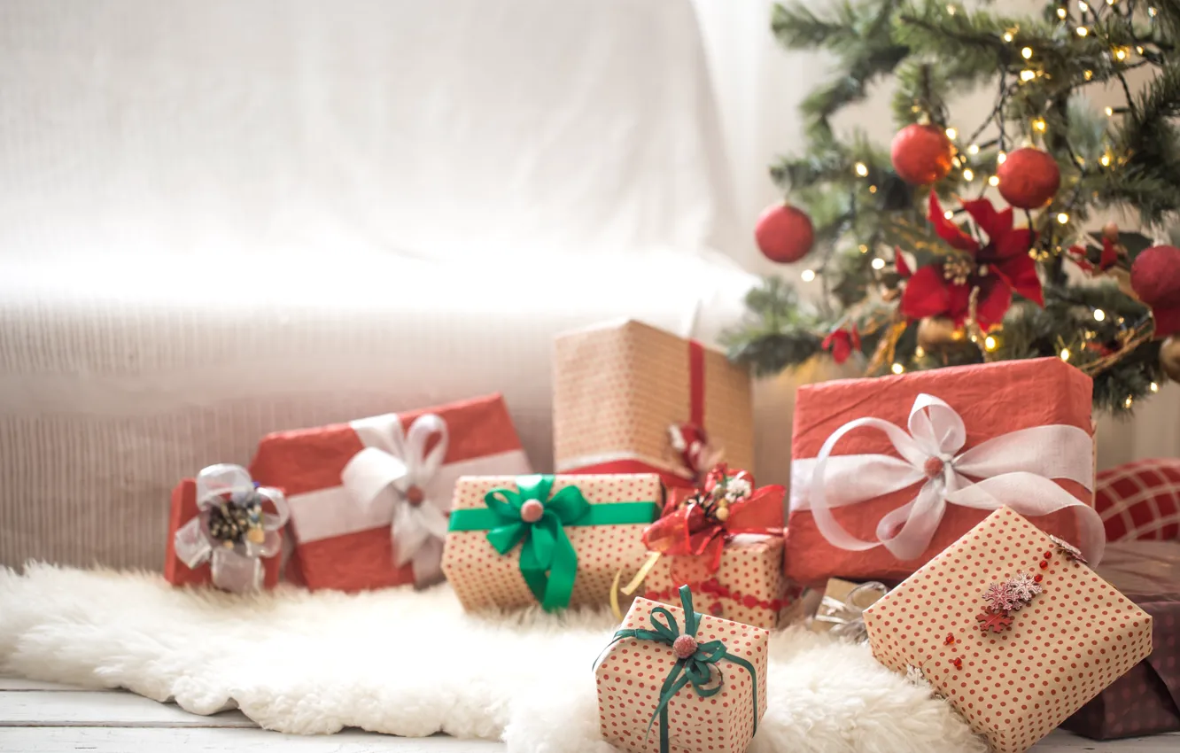 Фото обои украшения, шары, елка, Рождество, подарки, Новый год, new year, Christmas