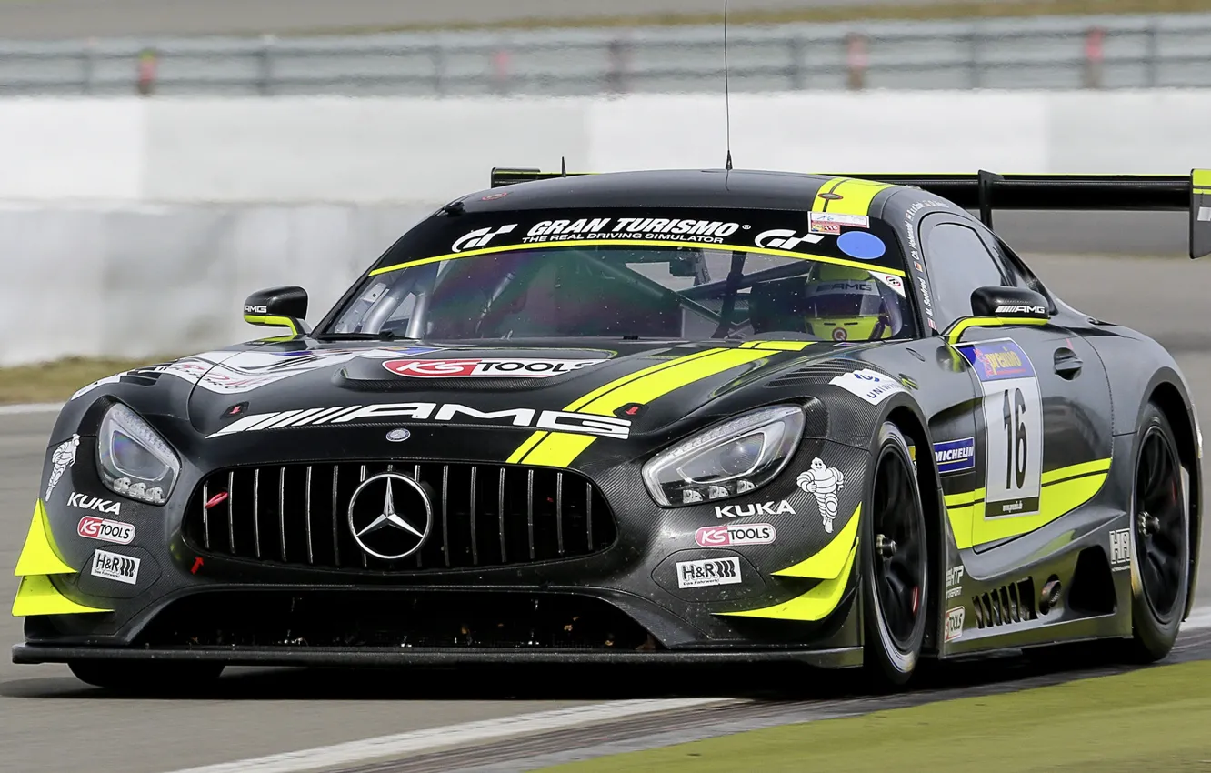 Фото обои движение, скорость, трасса, мощь, 2015, Mercedes-AMG GT3