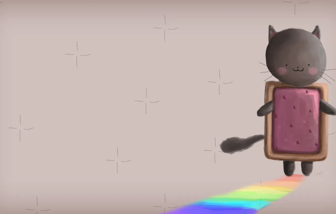 Фото обои фон, радуга, Nyan Cat