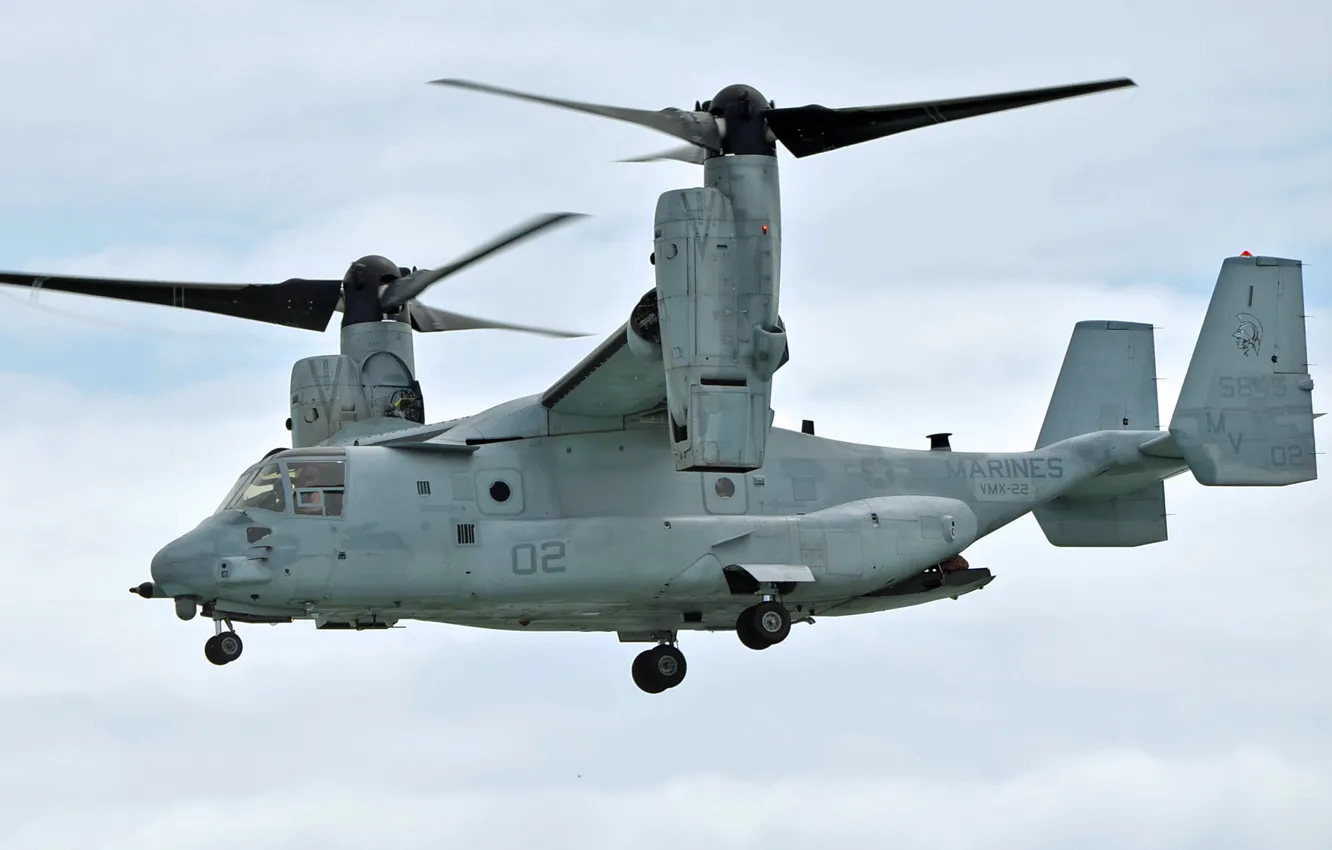 Фото обои небо, полет, США, конвертоплан, Osprey, ВМС, транспортный, Bell V-22