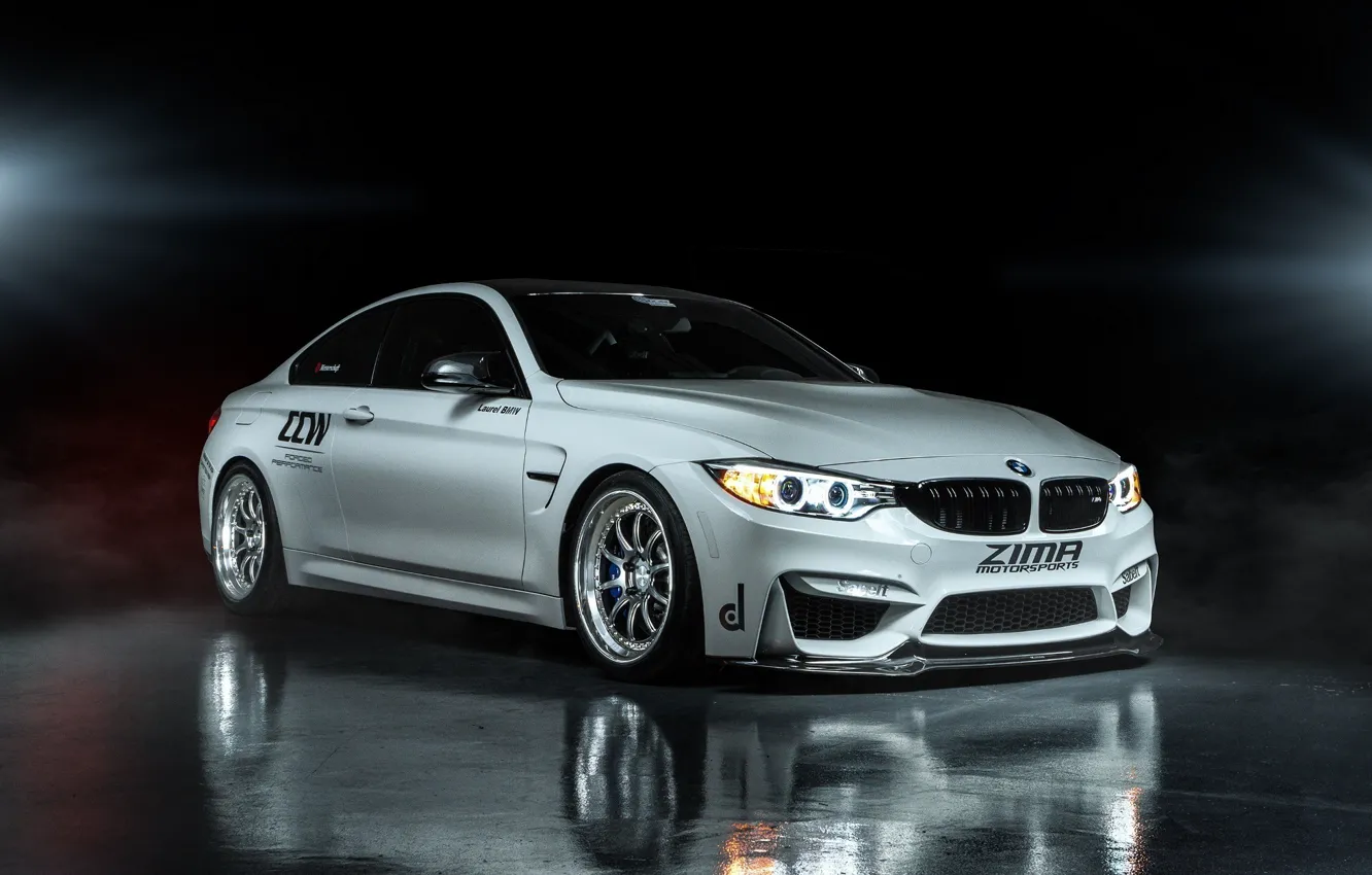 Фото обои отражение, BMW, white, Coupe, front, F82, ZIMA Motosports