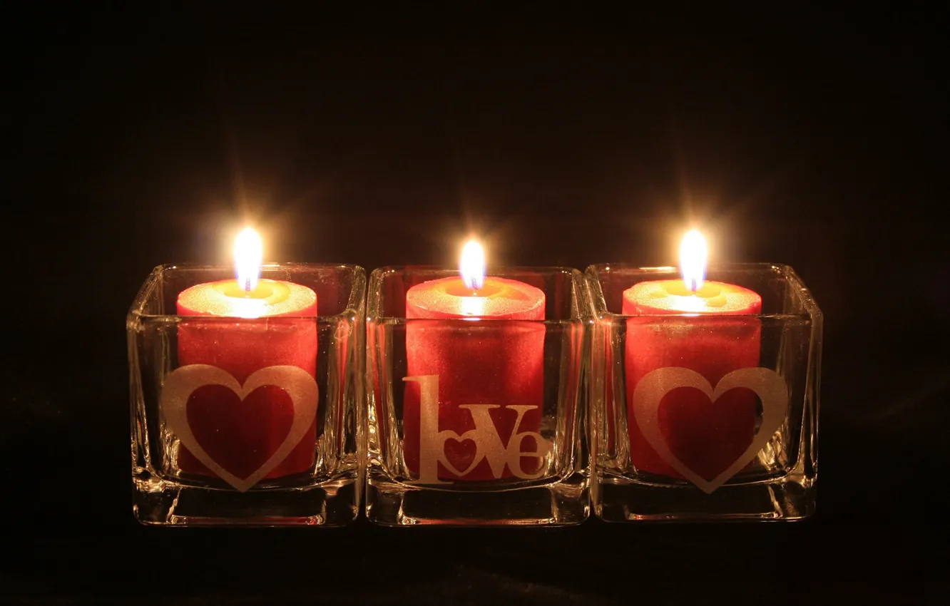 Фото обои свет, темный фон, огонь, свечи, Любовь, День Святого Валентина, праздник всех влюблённых