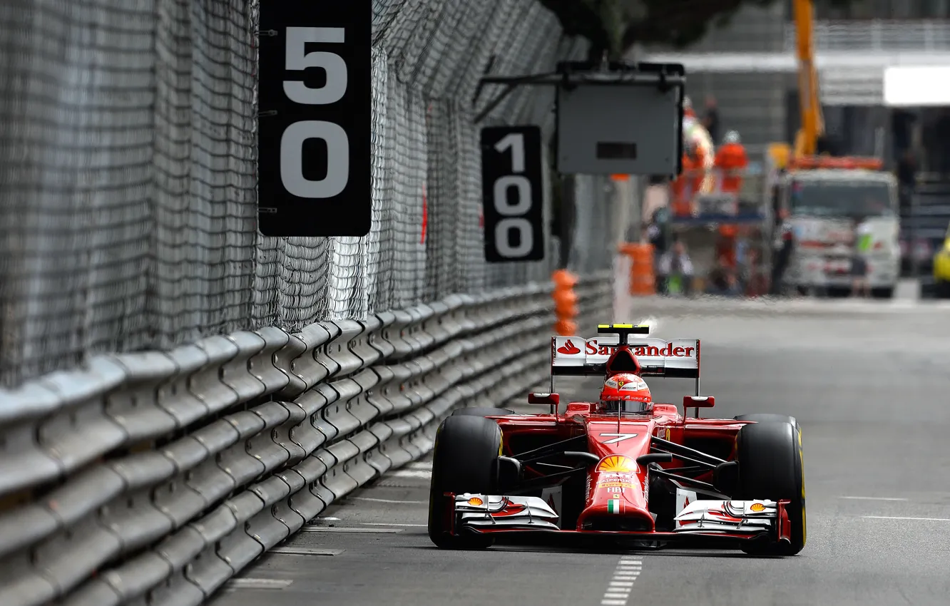 Фото обои Ferrari, Formula 1, Kimi Raikkonen, Monte Carlo, F14T