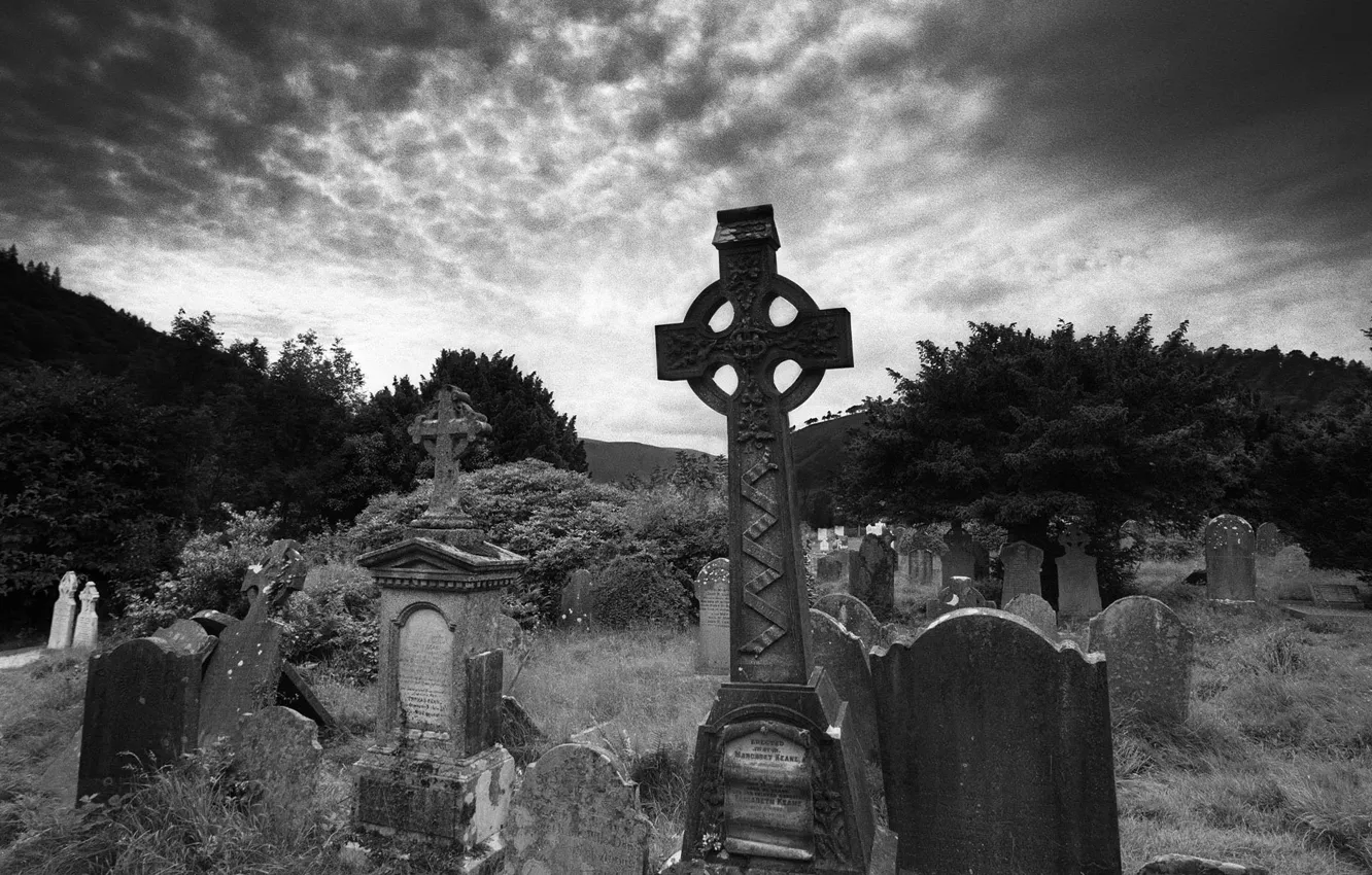 Фото обои готика, мрак, могилы, кладбище