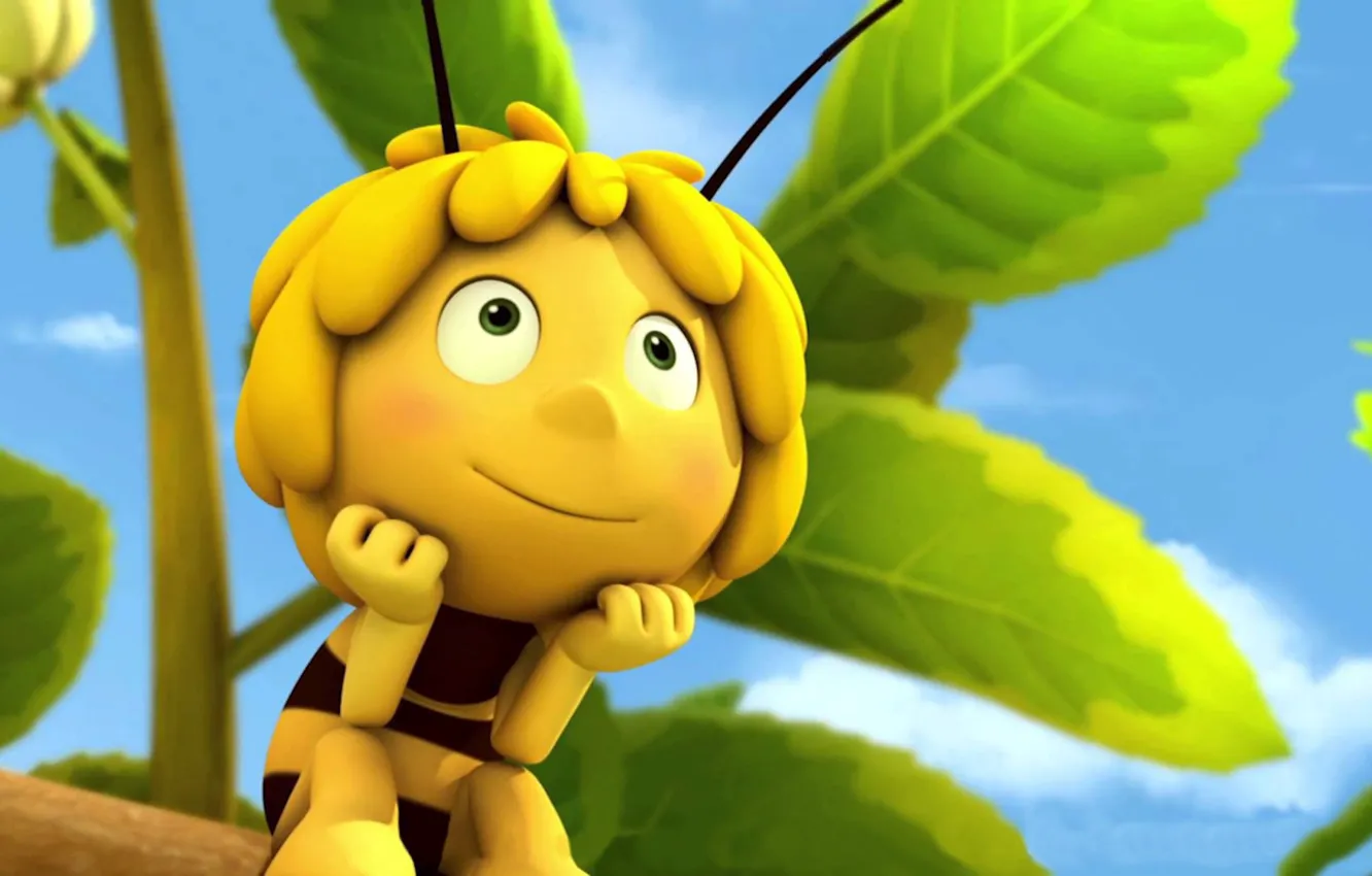 Фото обои sky, leaf, animated film, konoha, bee, animated movie, Maya the Bee, Maya the Bee Movie