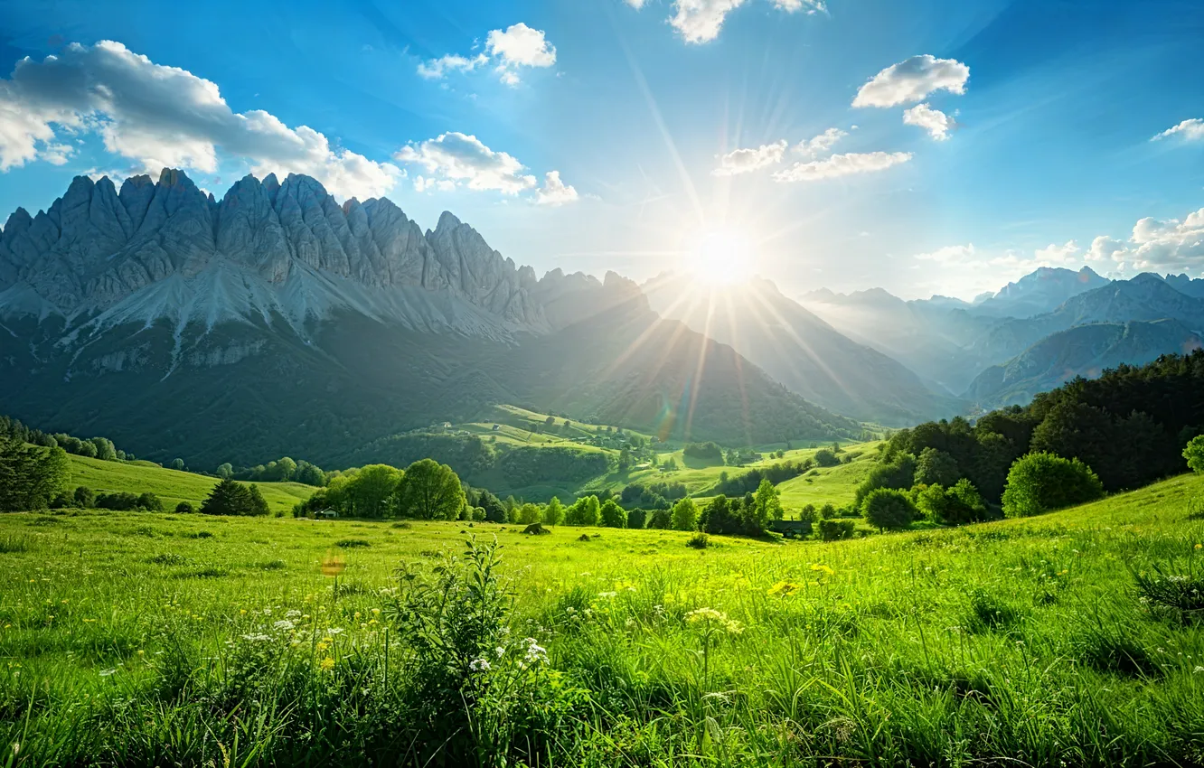 Фото обои landscape, nature, sun