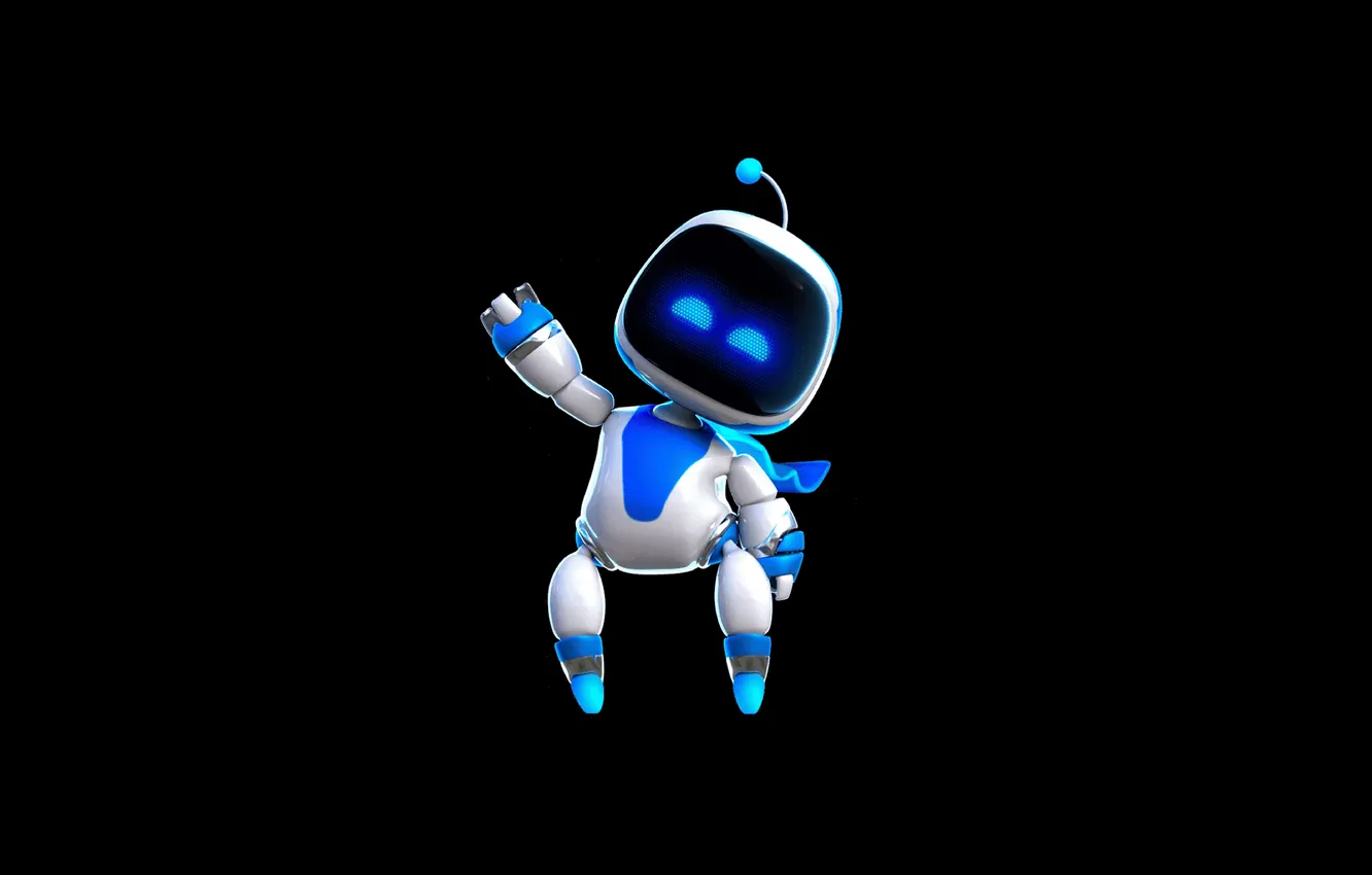 Фото обои Games, Robot, Black background, Playstation 5, 2024 Games, Astro Bot