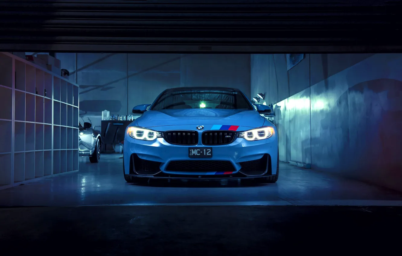 Фото обои BMW, German, Car, Blue, Front, Sport, M4