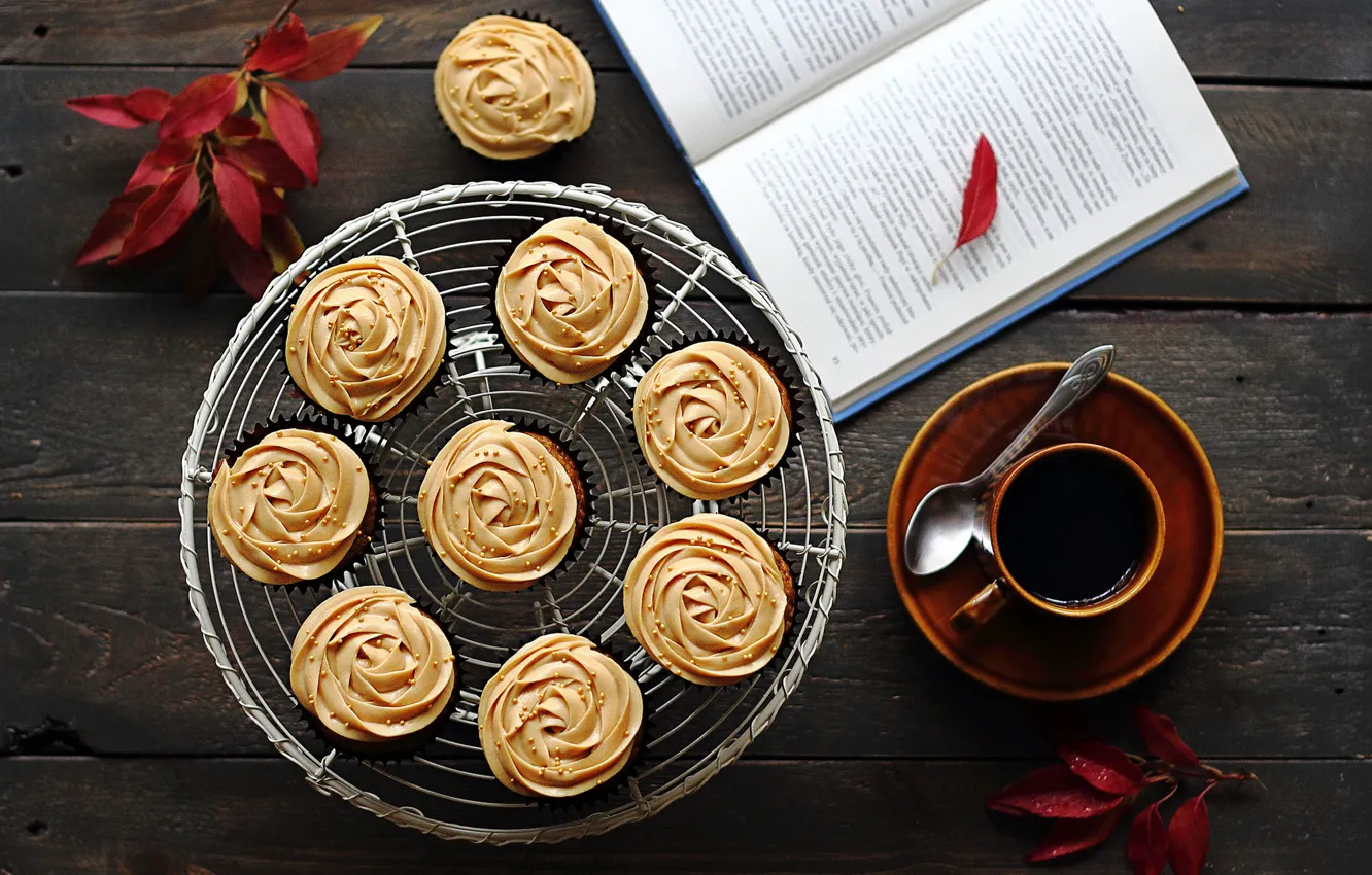 Фото обои book, coffee, letters, snacks