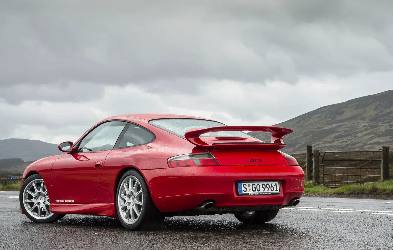 Фото обои Red, Road, Sportcar, Porsche 996 GT3