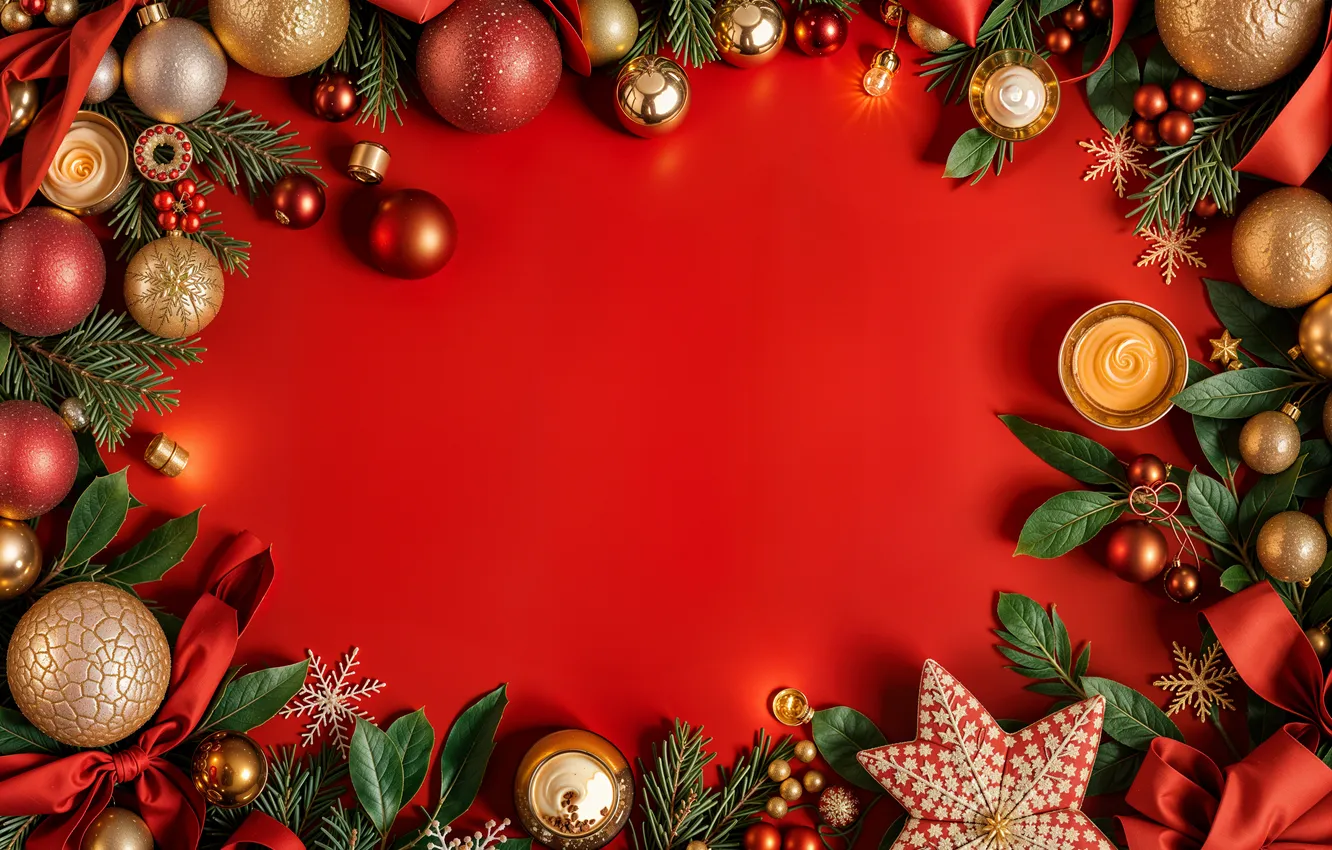 Фото обои украшения, шары, Рождество, Новый год, golden, new year, Christmas, balls
