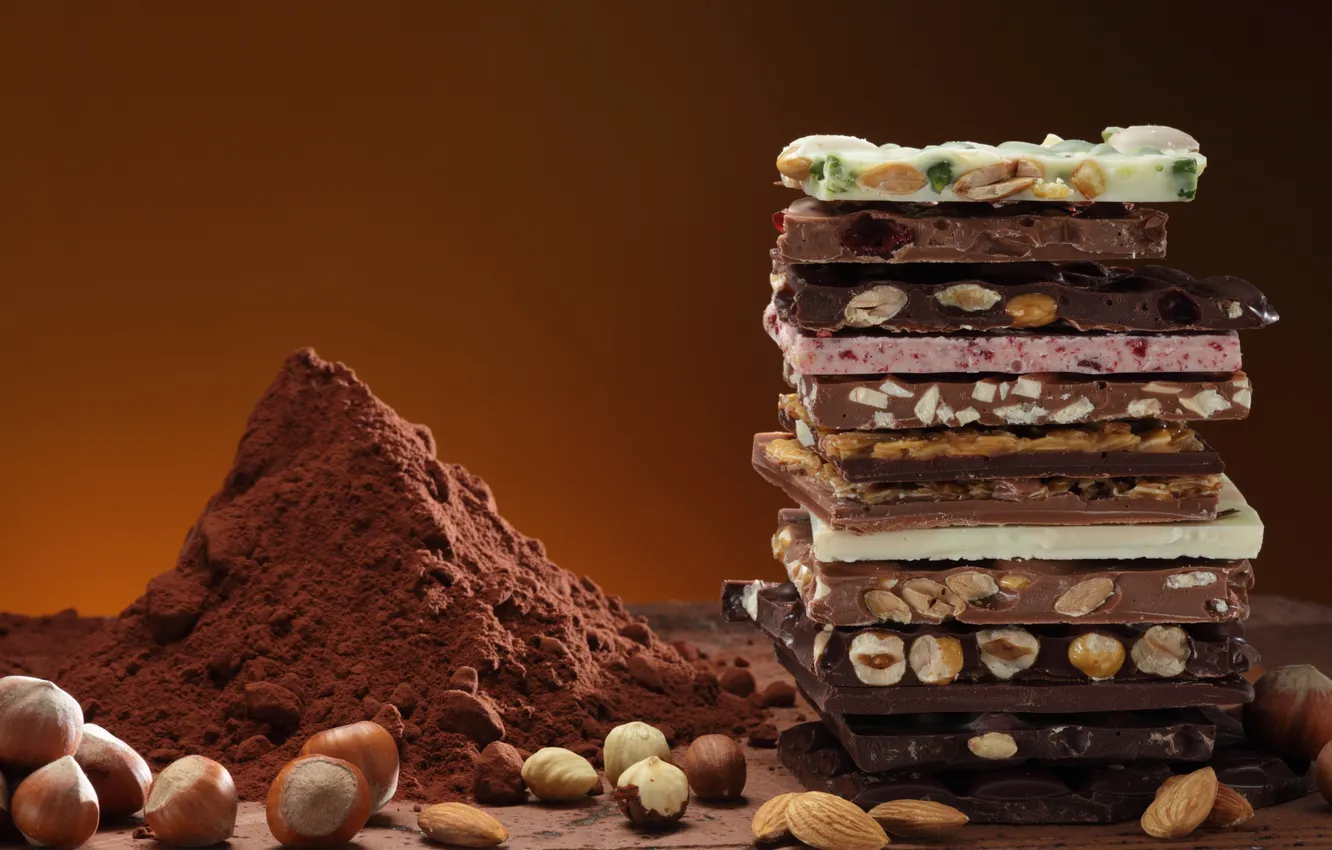Фото обои dark, white, tower, bar, food, background, chocolate, pistachio