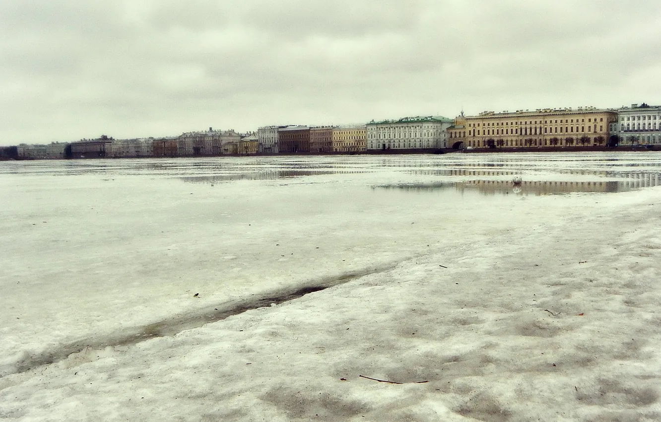 Фото обои лед, зима, город, питер, санкт-петербург, нева