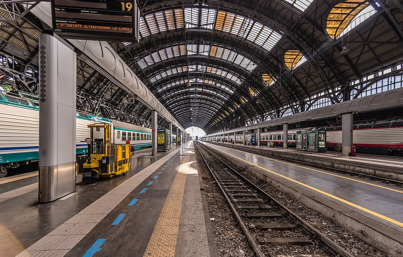 Фото обои вокзал, станция, железная дорога, Милан, ж/д