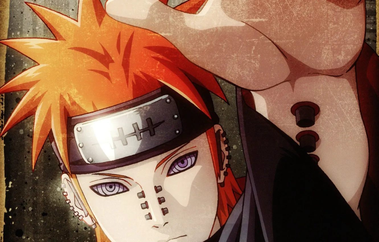 Фото обои рука, портрет, пирсинг, повязка, Naruto, ninja, Akatsuki, Yahiko