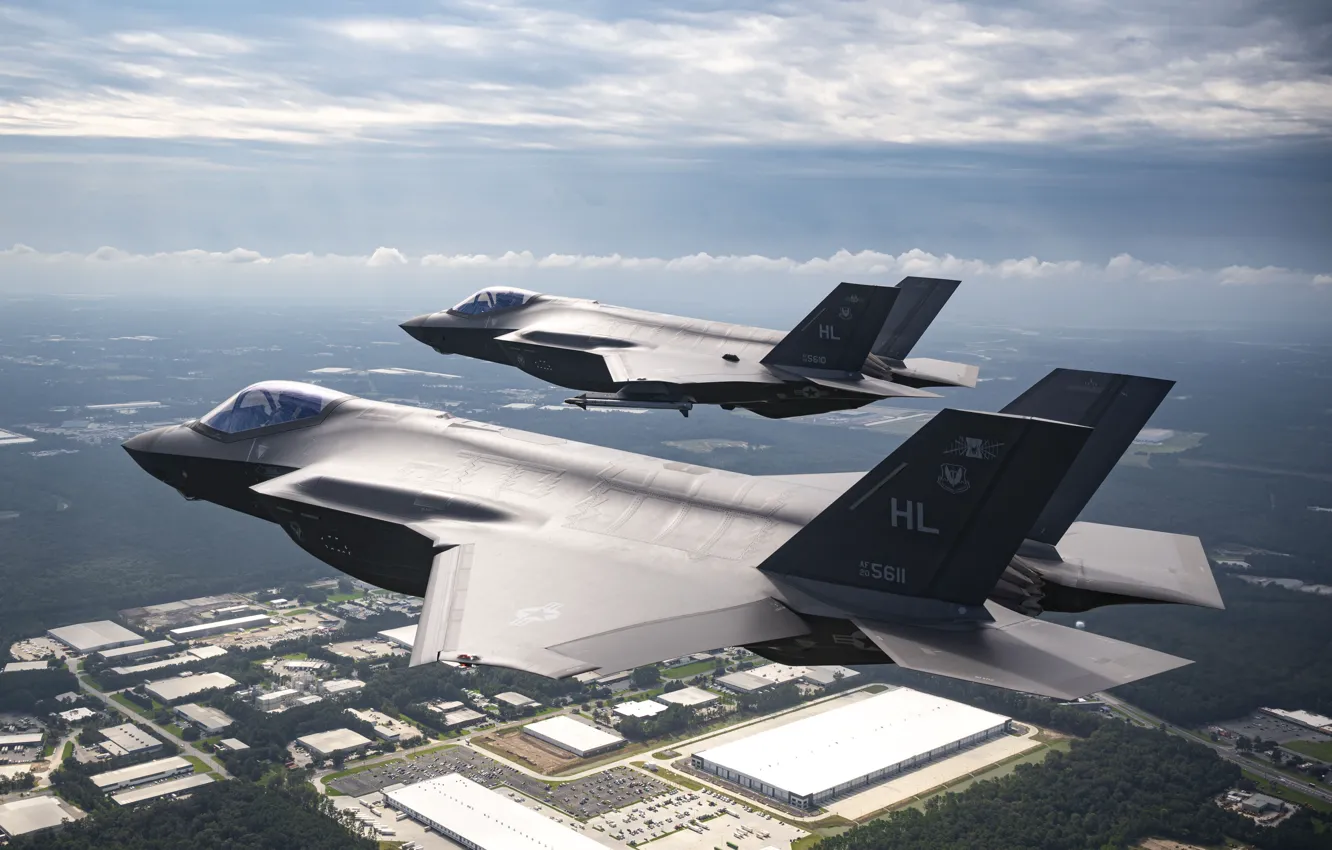 Фото обои ВВС США, истребитель-бомбардировщик, F-35 Lightning II