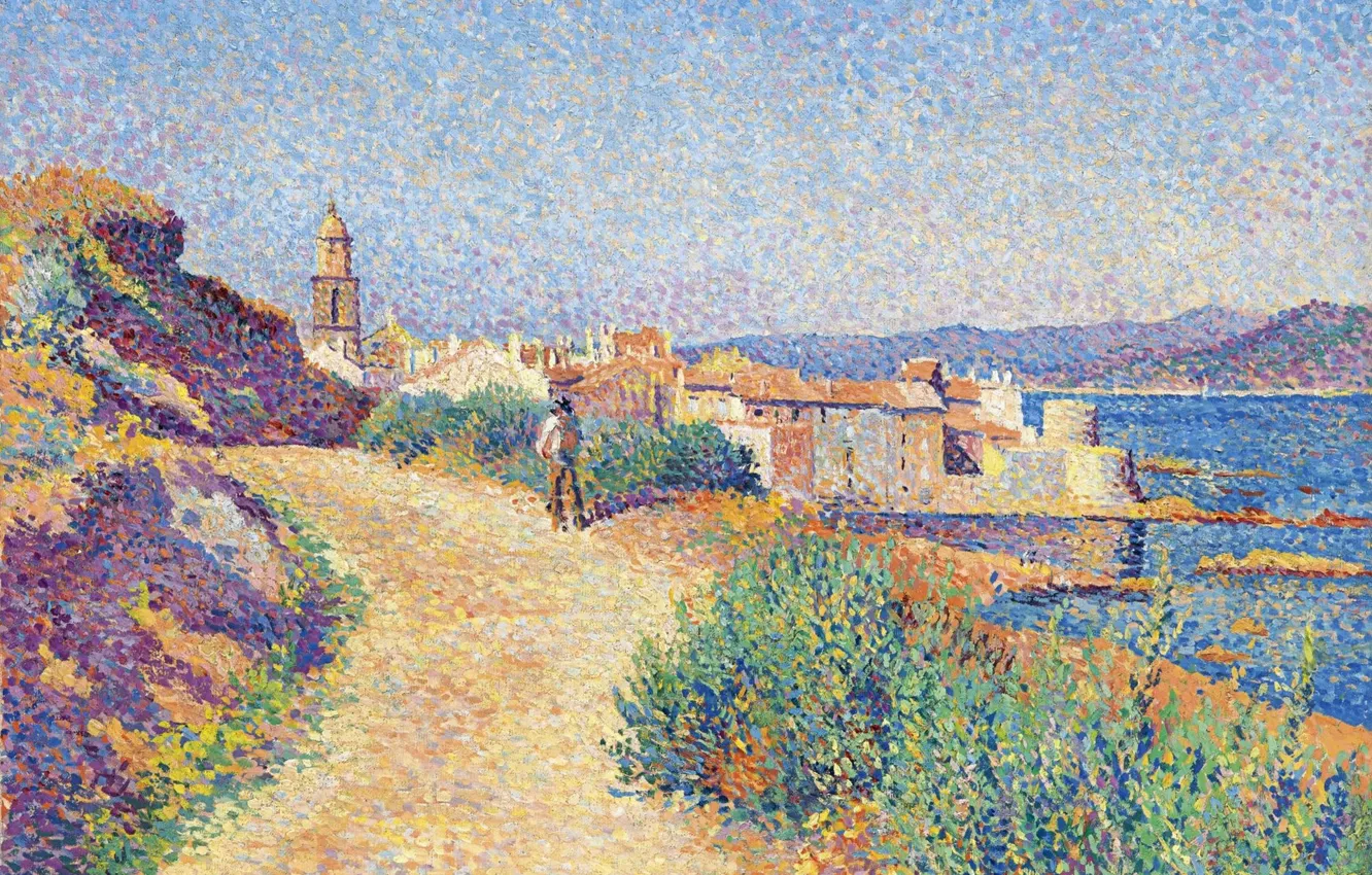 Фото обои пейзаж, картина, 1892, Сен-Тропе, Максимильен Люс, Maximilien Luce