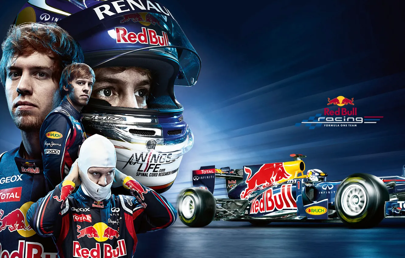 Фото обои Обои, Формула 1, Formula 1, Red Bull, Vettel, Болид, Wallpaper, Чемпион