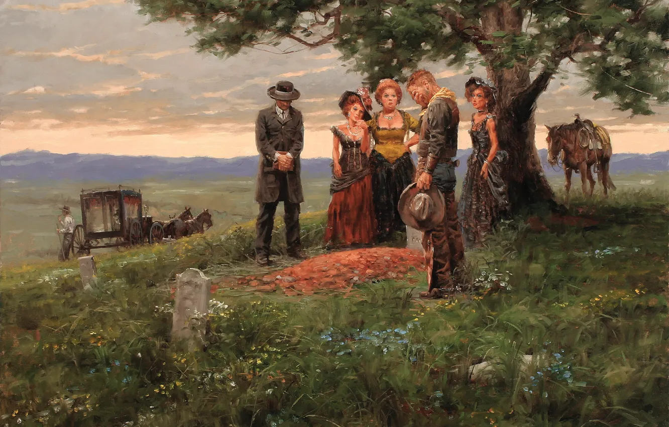 Фото обои картина, живопись, art, Andy Thomas, Final Farewell for a Soiled Dove, Энди Томас