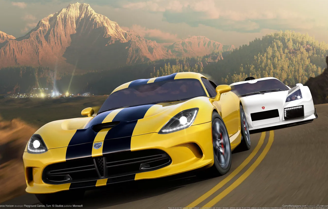 Фото обои дорога, авто, горы, машины, Viper, автомобили, GameWallpapers, спорткары