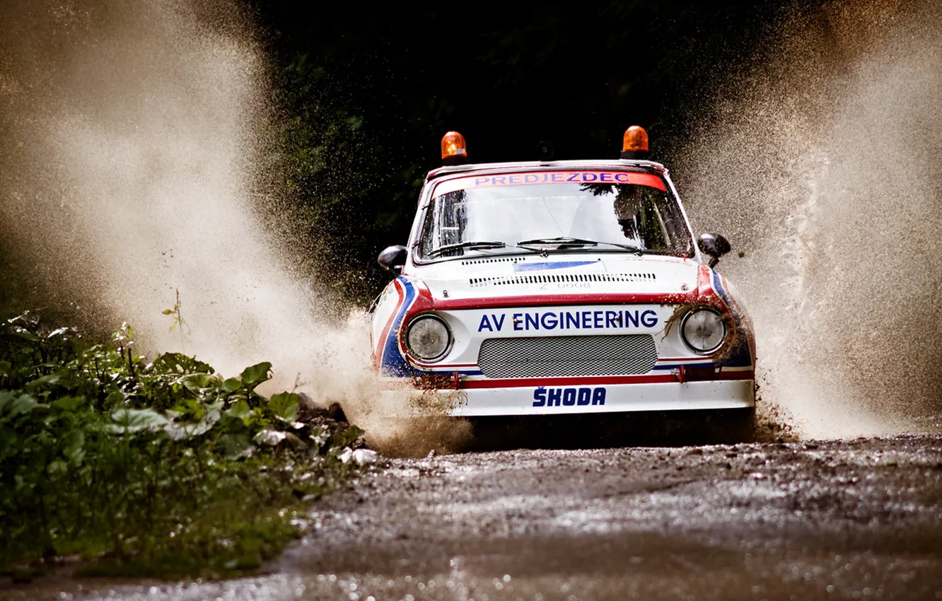 Фото обои брызги, лужа, rally, ралли, safety car