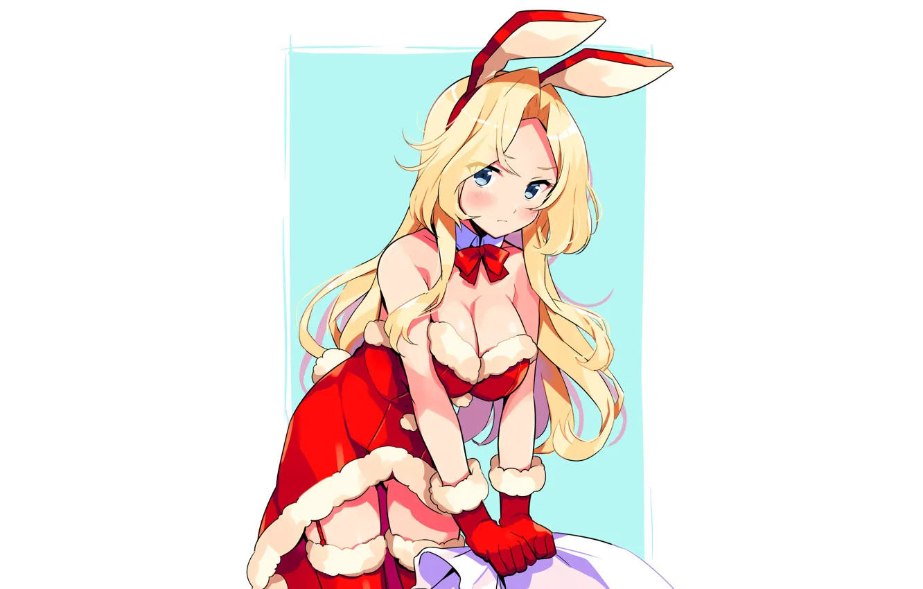 Фото обои girl, sexy, cleavage, thighhighs, long hair, dress, boobs, anime