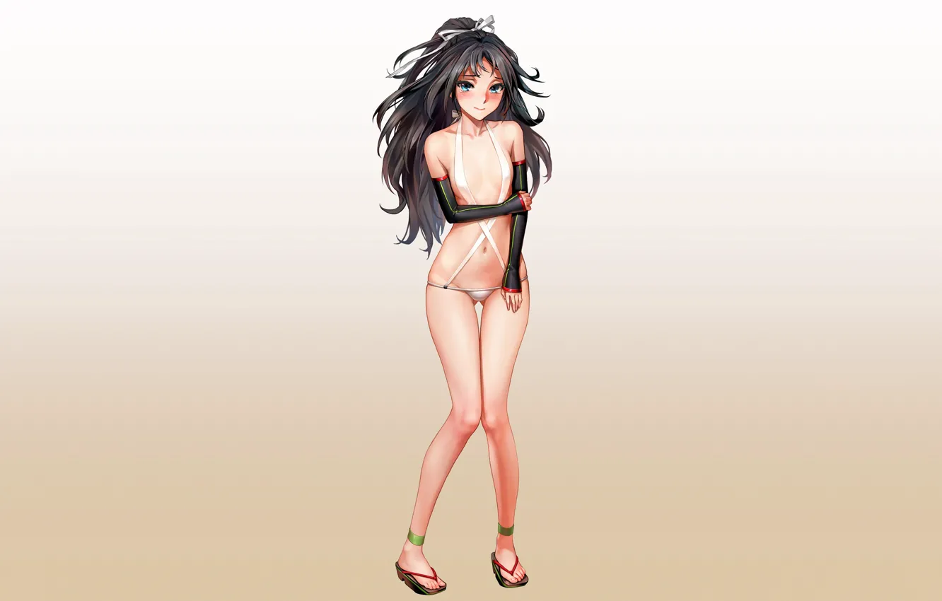 Фото обои girl, sexy, cleavage, long hair, boobs, anime, beautiful, pretty