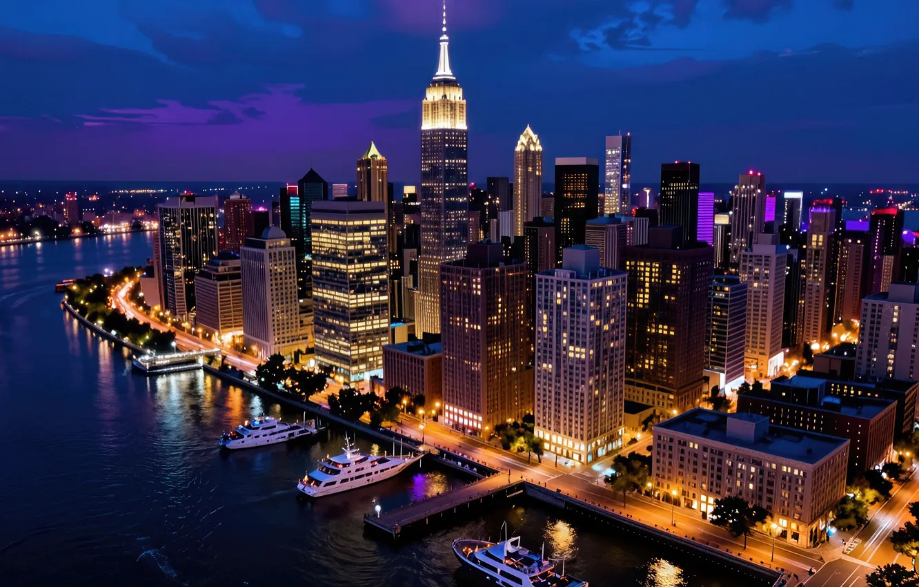 Фото обои new york, manhattan, empire state building