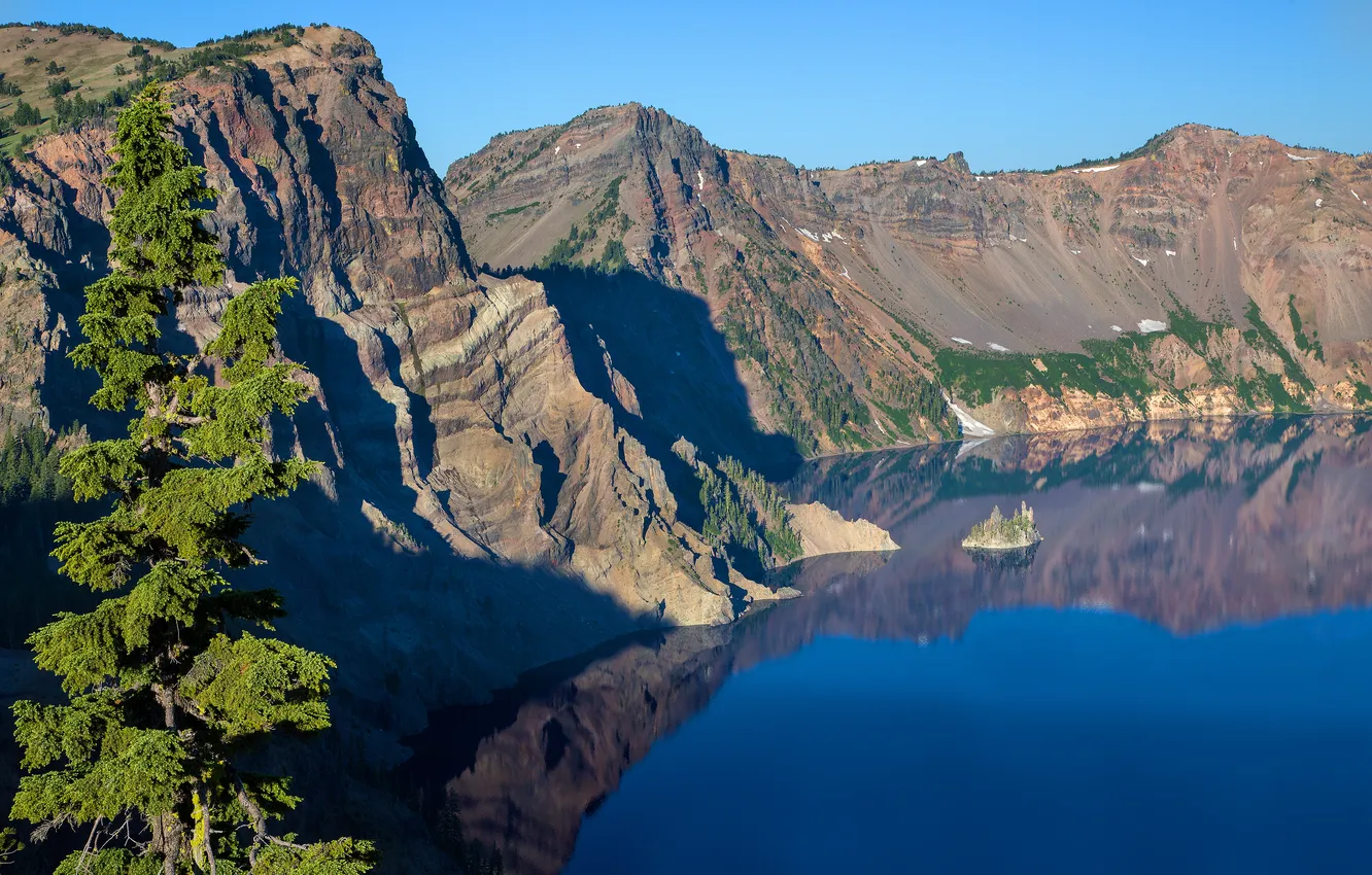 Фото обои горы, природа, озеро, USA, кратер, Oregon, Crater Lake National Park, Crater Lake Drive