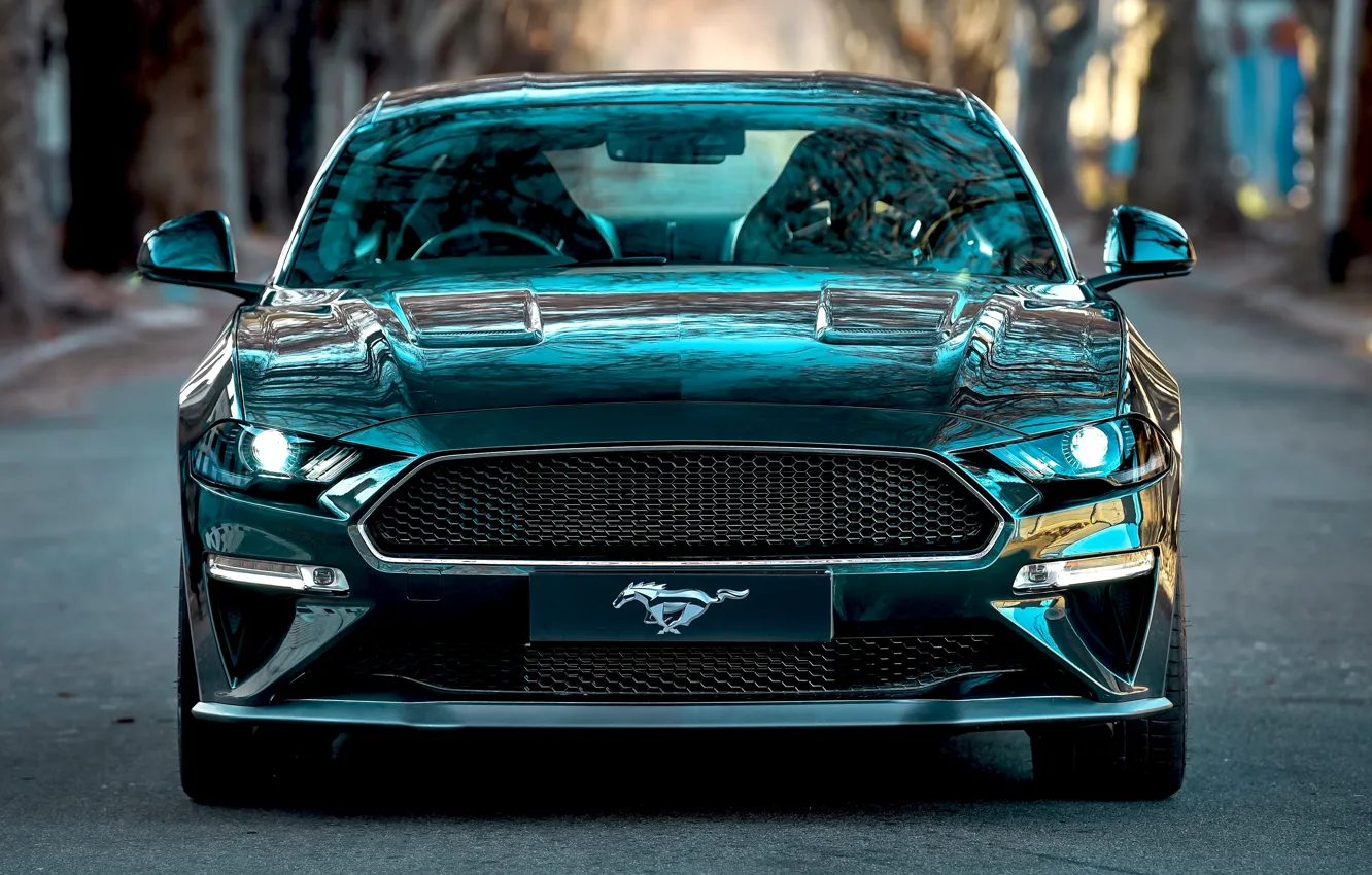 Фото обои Mustang, Ford, вид спереди, Bullitt, 2019