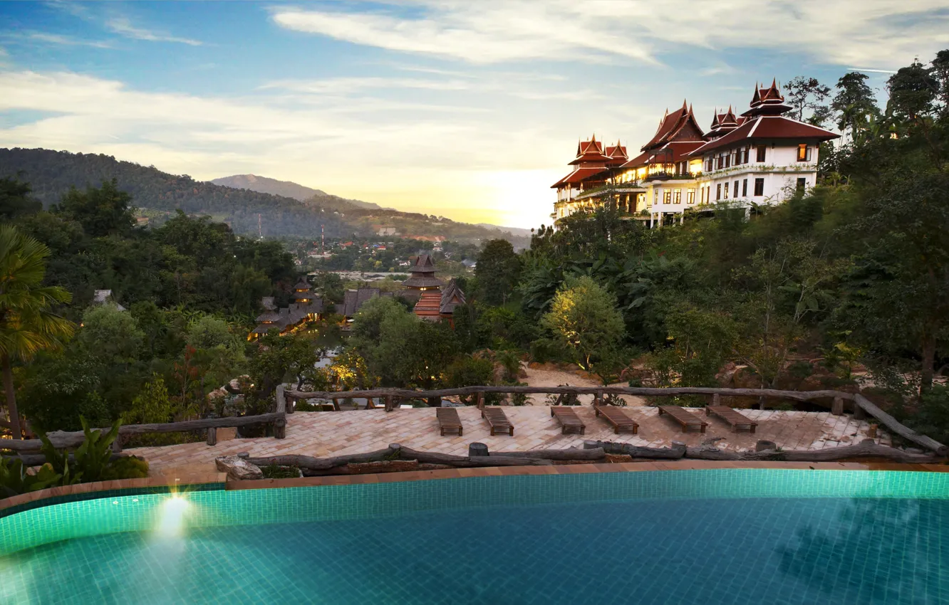 Фото обои город, дома, бассейн, Thailand, panorama